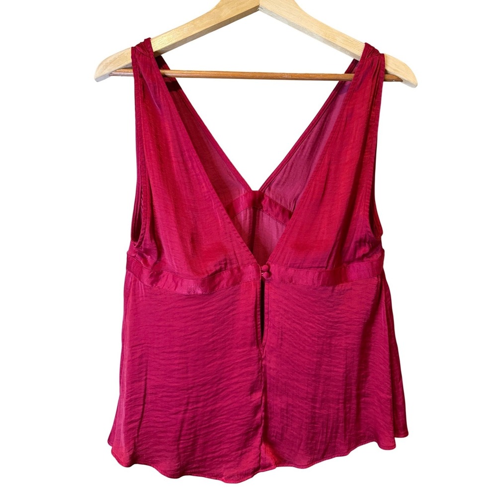 Intimately Free People‎ Deep V-Neck Satin Camisole Top Red Large - Picture 2 of 15